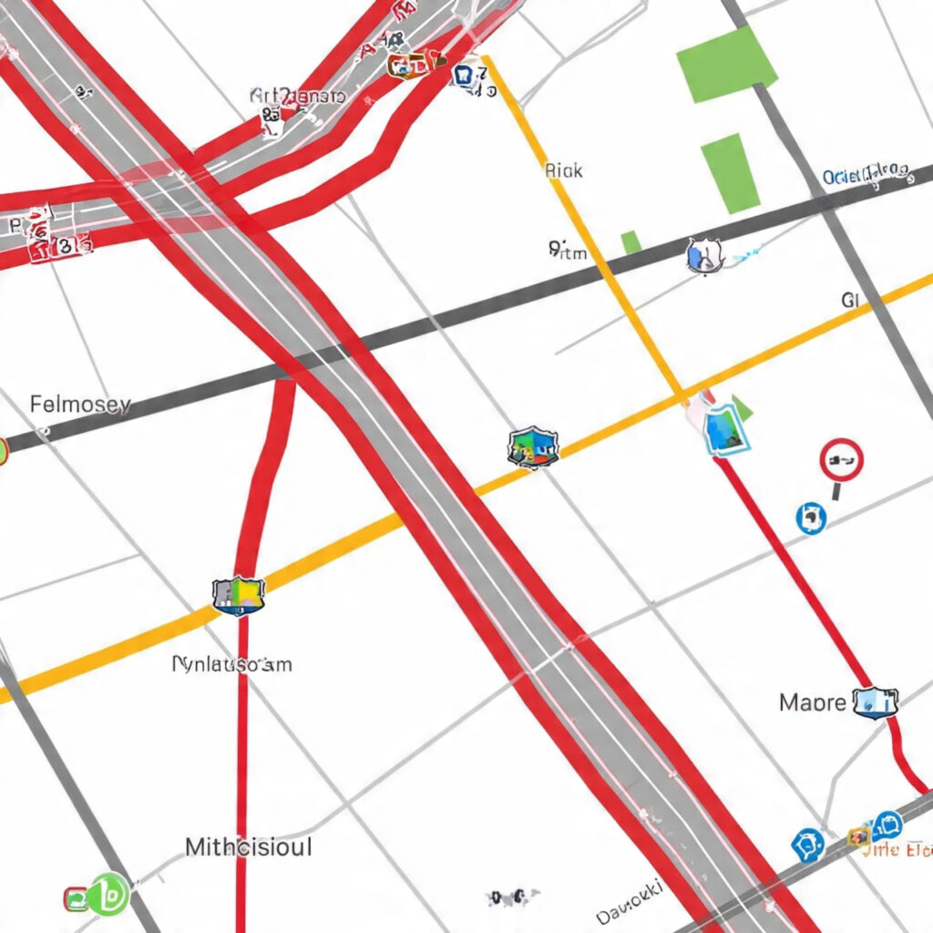 is there a map that identifies main roads